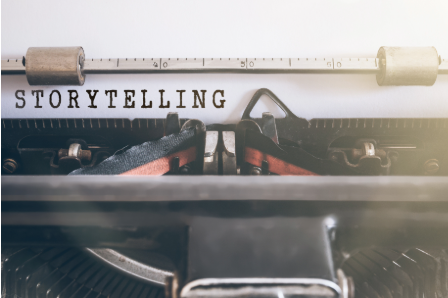 Typewriter with the words storytelling