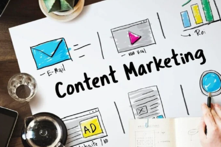 photo of a chart on a desk that says content marketing